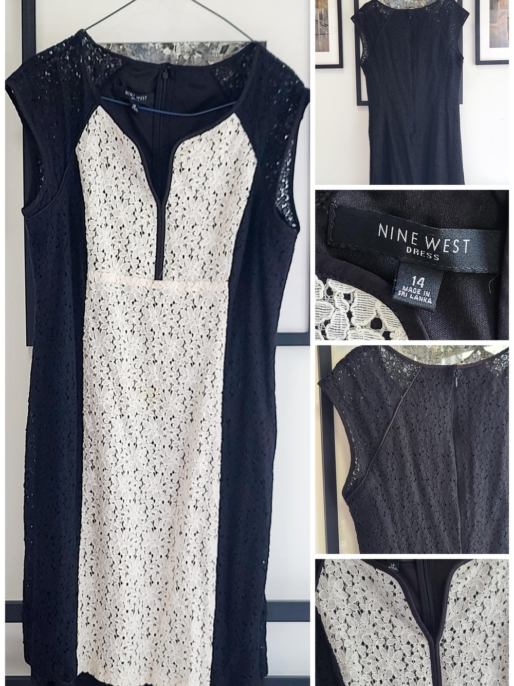 Nine West Black and White Lace Sheath Dress
